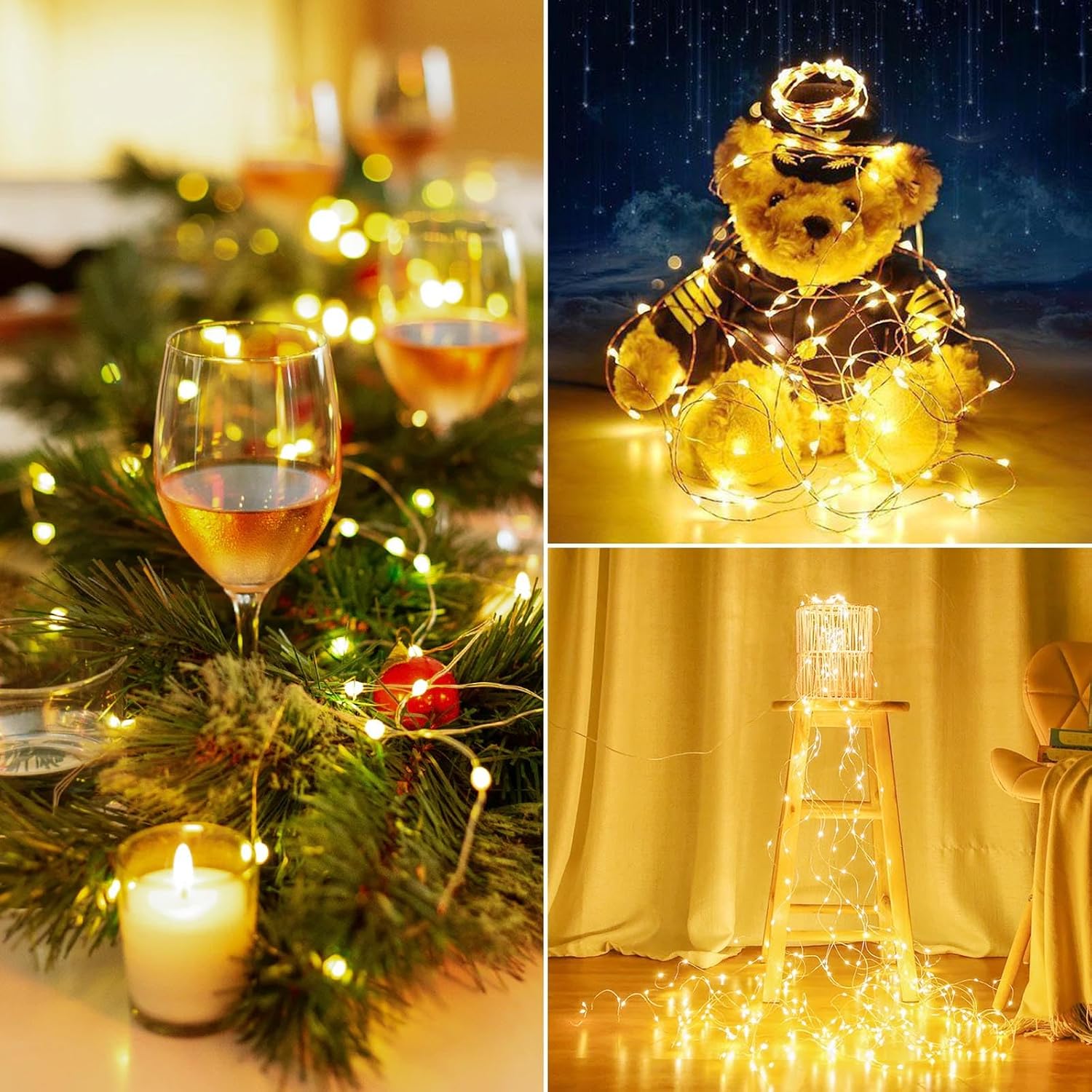 4Pack 80FT 240LED Fairy Lights Battery Operated with Remote & Timer | 8 Modes Twinkle String Lights Battery Powered Indoor Outdoor Waterproof for Bedroom Wedding Classroom Christmas Décor, Warm White