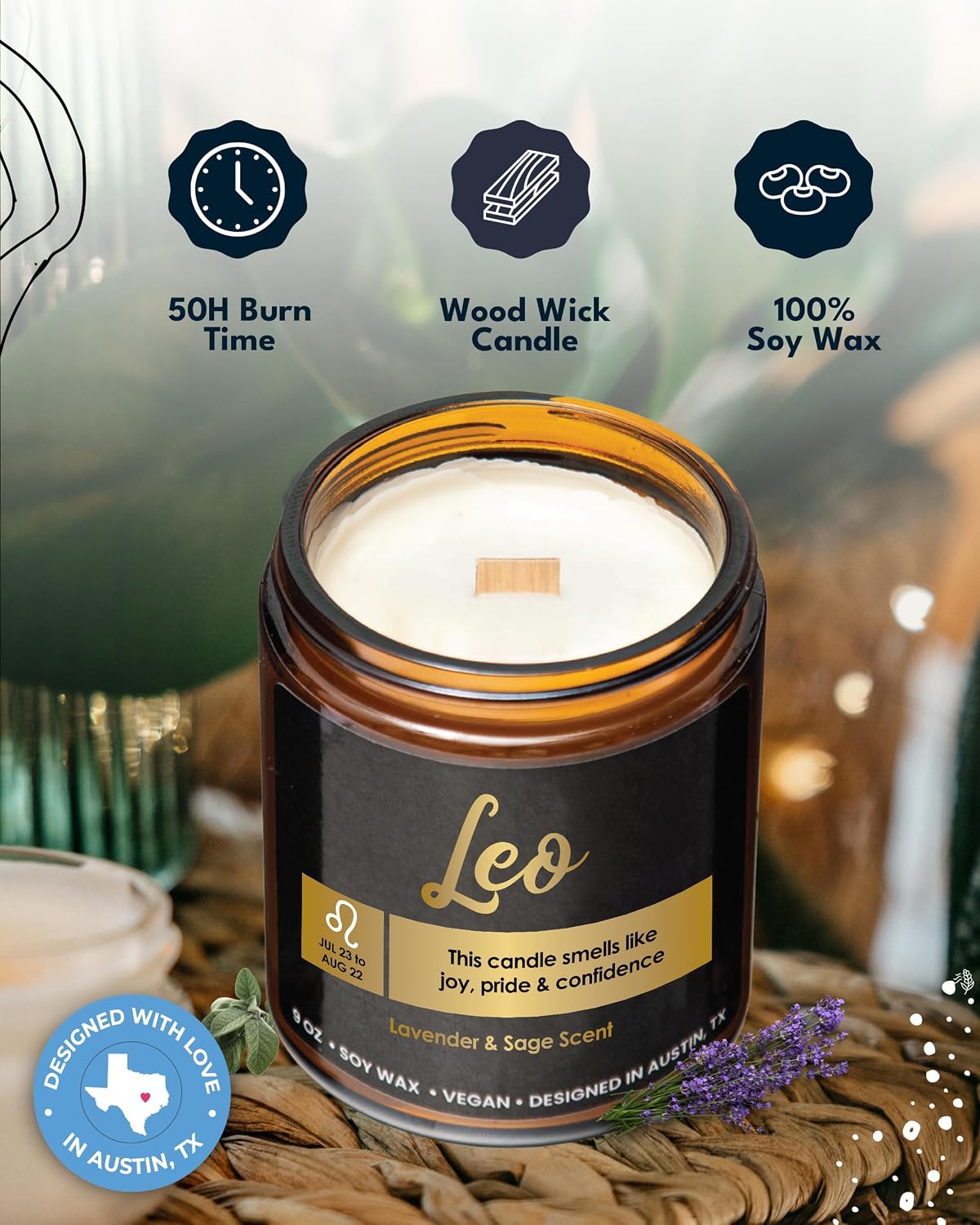 Leo Candle Zodiac, Thoughtful Astrology Gifts for Women & Men, Unique Leo Birthday Presents, Zodiac Sign Gifts for Astrology Lovers, Best Gift for Birthday, Christmas, Special Occasions, Gift Ready