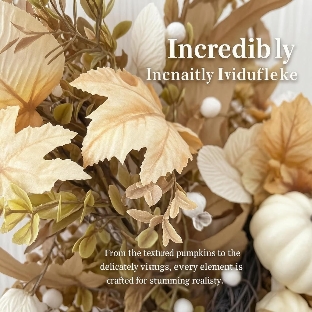 24 inch neutral fall wreath for front door, package contents