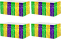 4 Pack 29x108 Inch Mardi Gras Metallic Foil Fringe Tinsel Table Skirts for Rectangle Tables Streamer Backdrop for Wedding, Birthday, Parade Floats, Valentine's Day Party Decoration(Gold Green Purple)