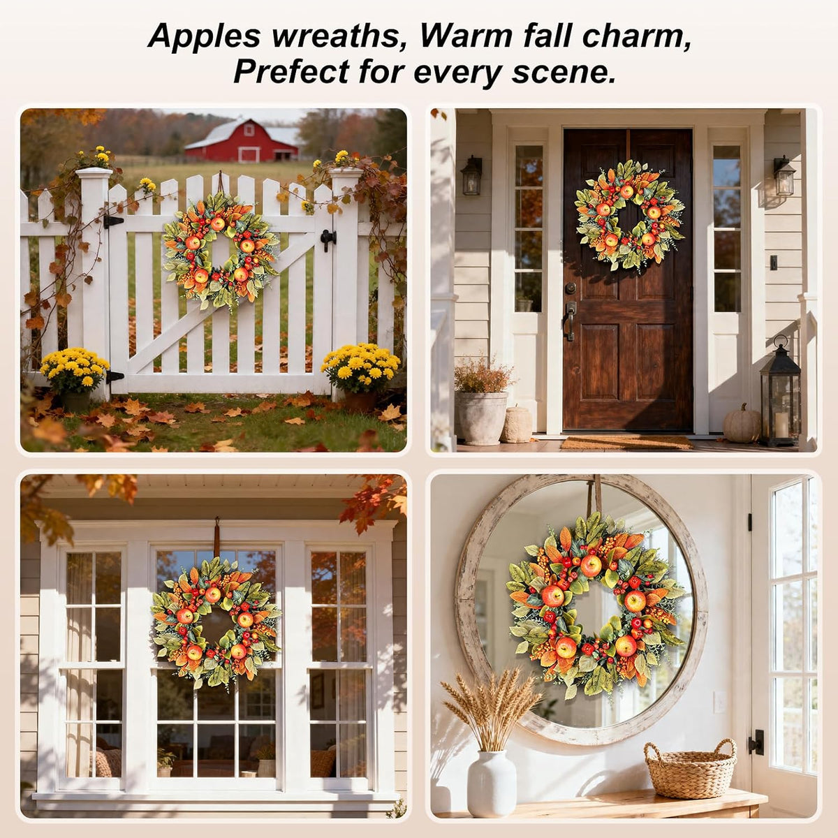 fall wreaths for front door 26 inch autumn on a desk or shelf