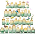 Glass Bud Vases in Bulk Set of 30 Pcs,Small Glass Vases for Flowers as Wedding Centerpieces for Tables,Clear Flower Vases Suitble for Wedding Decorations,Home Decor (Brown Green, 30 pcs)