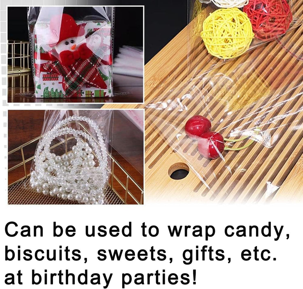 LonlyEagle 200 Pcs 5-1/2'' x 7-1/2'' Self Sealing Cellophane Bags，Clear Cellophane Cello Bags，Fit 5 X 7 Inch Cards Photos，A6 A7 Envelopes Candy，Self Adhesive for Packaging Gifts,Cookies