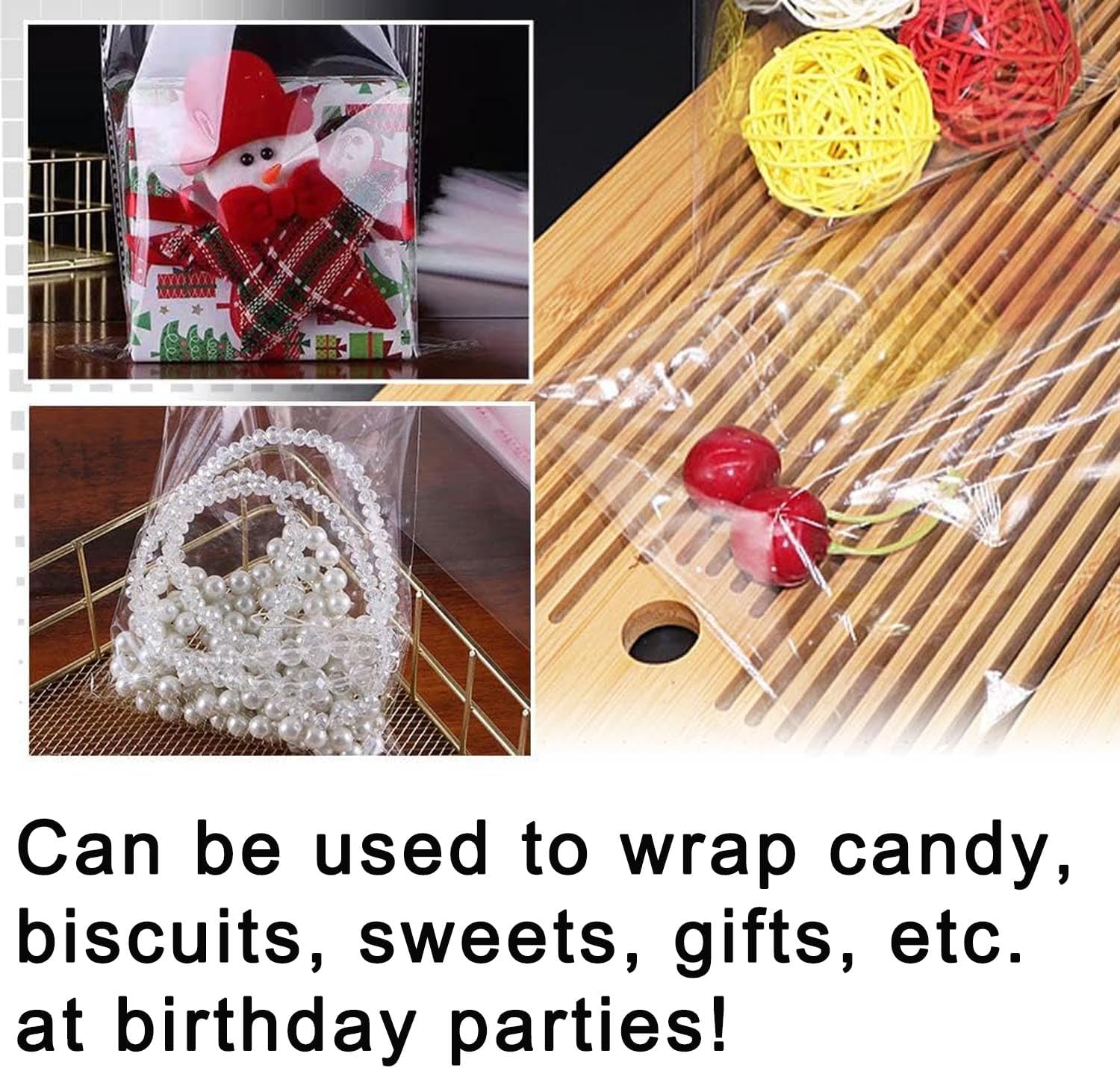 LonlyEagle 200 Pcs 5-1/2'' x 7-1/2'' Self Sealing Cellophane Bags，Clear Cellophane Cello Bags，Fit 5 X 7 Inch Cards Photos，A6 A7 Envelopes Candy，Self Adhesive for Packaging Gifts,Cookies