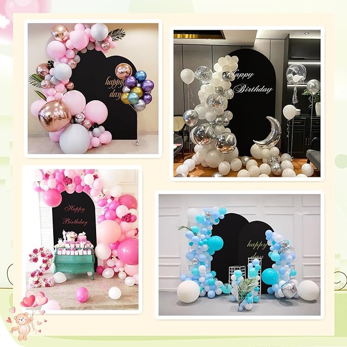 6FT Black Arch Backdrop Cover - Polyester Fitted Wedding Arch Stand Covers Round Top Chiara Arch Backdrop Cover for Birthday Party Banquet Photo Background Decoration