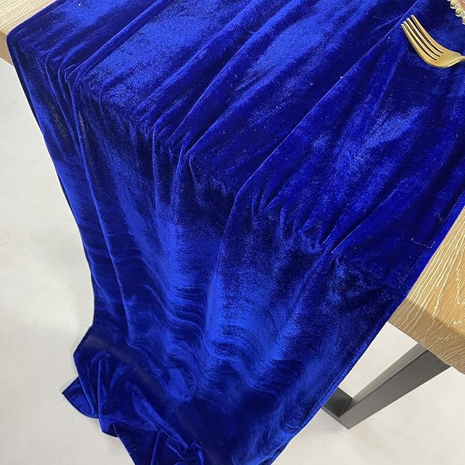 Luxurious Velvet Table Runner, 10ft Wedding Reception Decorations, 20x120inch Soft Velvet Fabric, Table Linen Overlay, Wedding Table Runners (Royal Blue, 20X120inch)