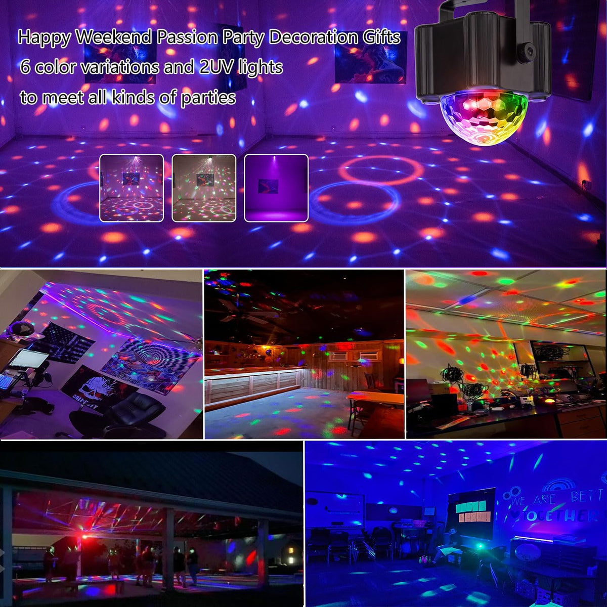YINPKTEO Party Lights Disco Ball Light,Dj Disco Light Sound Activated LED Lig...