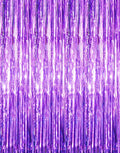 GOER 3.2 ft x 8.2 ft Metallic Tinsel Foil Fringe Curtains Party Photo Backdrop Party Streamers for Halloween Birthday,Graduation,New Year Eve Decorations (3 Packs,Purple)