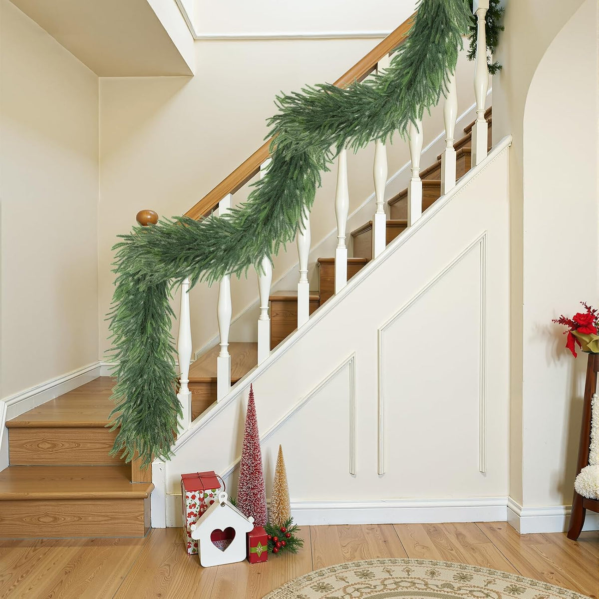 9ft artificial norfolk pine garlands, real touch thick, package contents