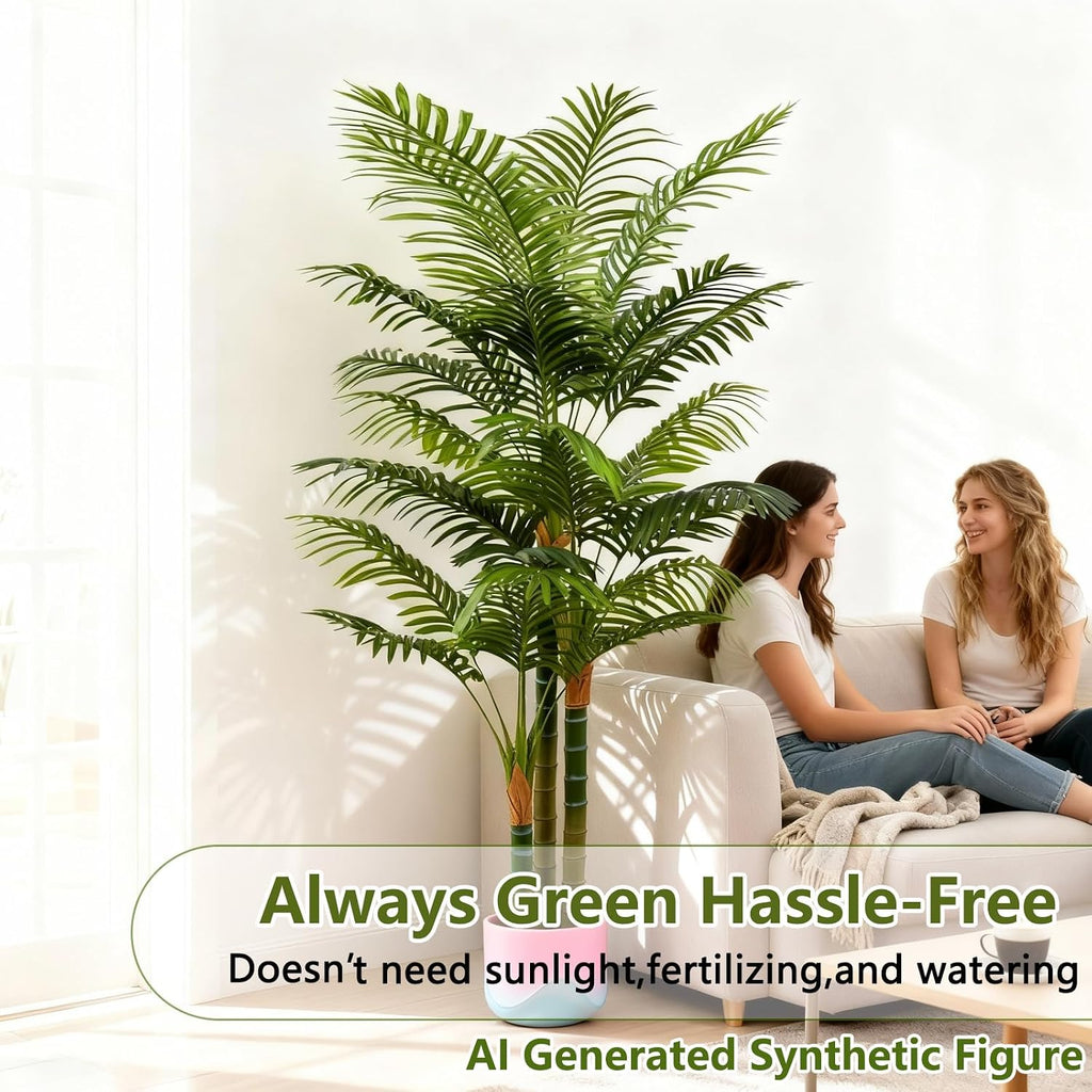 6ft tall golden cane artificial palm tree, large, package contents