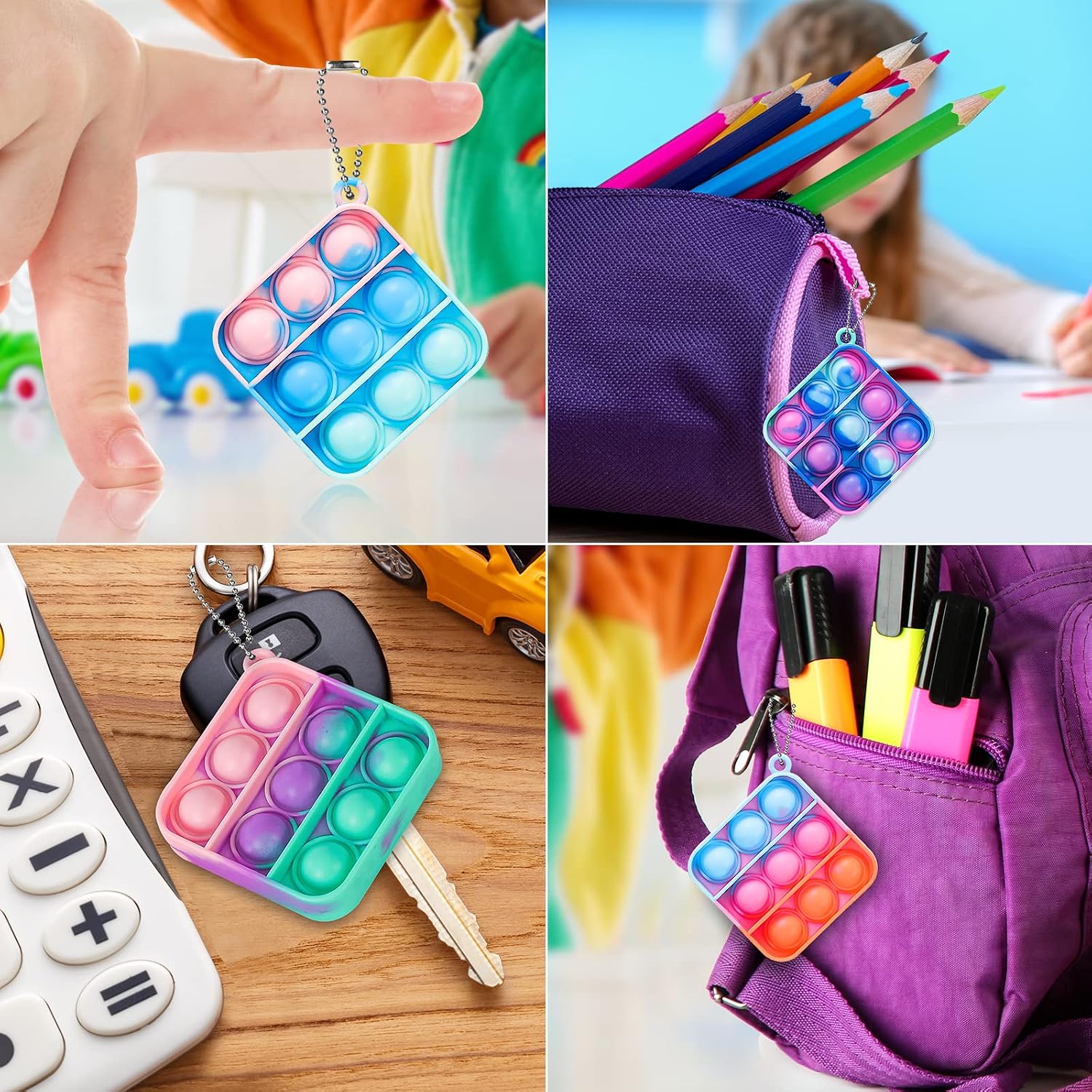 Pop Fidget Toys Bulk Its Party Favors for Kids 4-8 8-12 30 Pack Mini Pop Keychain It Small Fidgets for Classroom Prizes Back to School Gifts for Students from Teacher Birthday Goodie Bag Stuffers