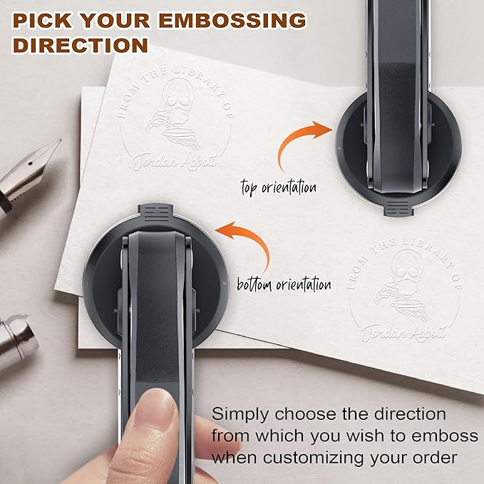 Personalized Book Embosser - Custom Embosser Stamp Gifts for Book Lovers, Readers, Home, Office & Library Collections (Coffee-32)