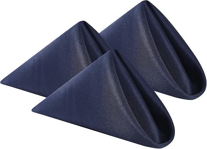 Cloth Napkins 17x17 inch Washable Polyester Dinner Napkins Soft Table Napkins for Wedding Party Dining Banquet(Navy,12PCS)