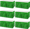 6 Pack 29x108 Inch Metallic Foil Fringe Tinsel Table Skirts Banner for Rectangle Tables Streamer Backdrop for Wedding, Birthday, Parade Floats, St Patrick Day Party Decoration(New Green)
