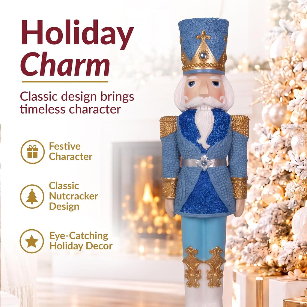 sunnydaze kenneth the princely 3ft nutcracker statue, christmas, side view