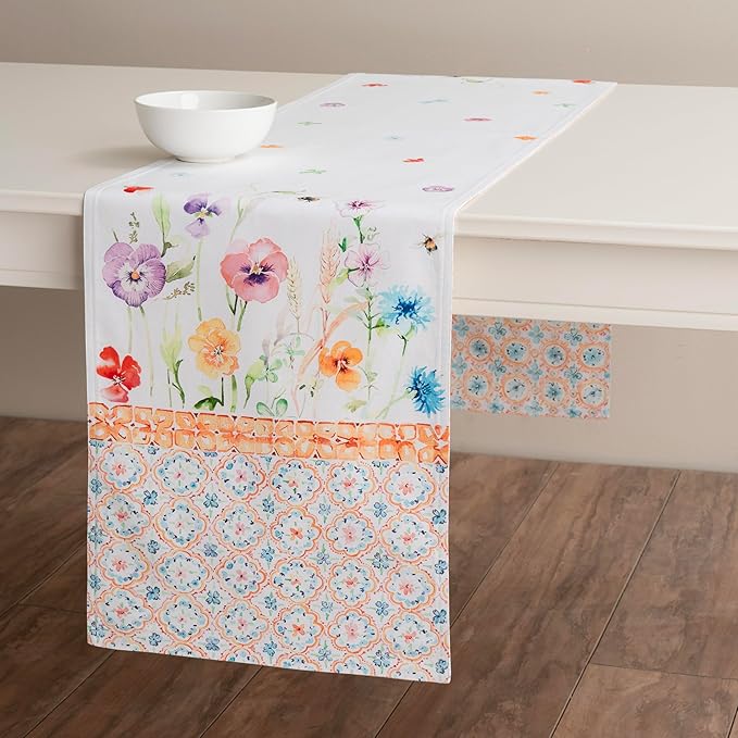 Maison d' Hermine Table Runner 100% Cotton Double Layer Table Runners 72 inches Long Decorative for Home Kitchen Dining Party Wedding Bridal Shower Spring Summer (Summer Whisper , 14.50" x 72")