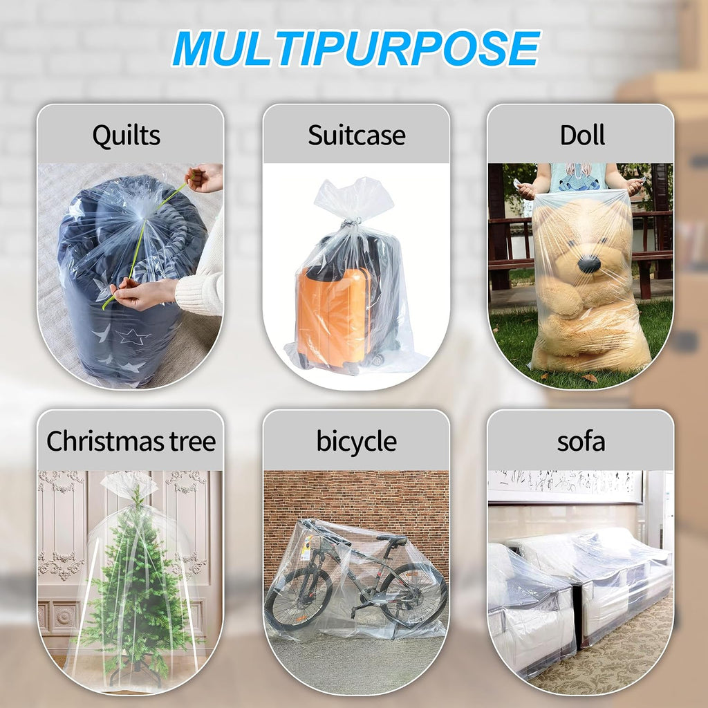4 Pcs 98.4 x 59 Inches Clear Large Balloon Bags for Transport | Christmas Tree Disposal and Storage Bag, Balloon Drop Bag, Giant Carrying Storage Bags for Wedding Birthday Party Supplies