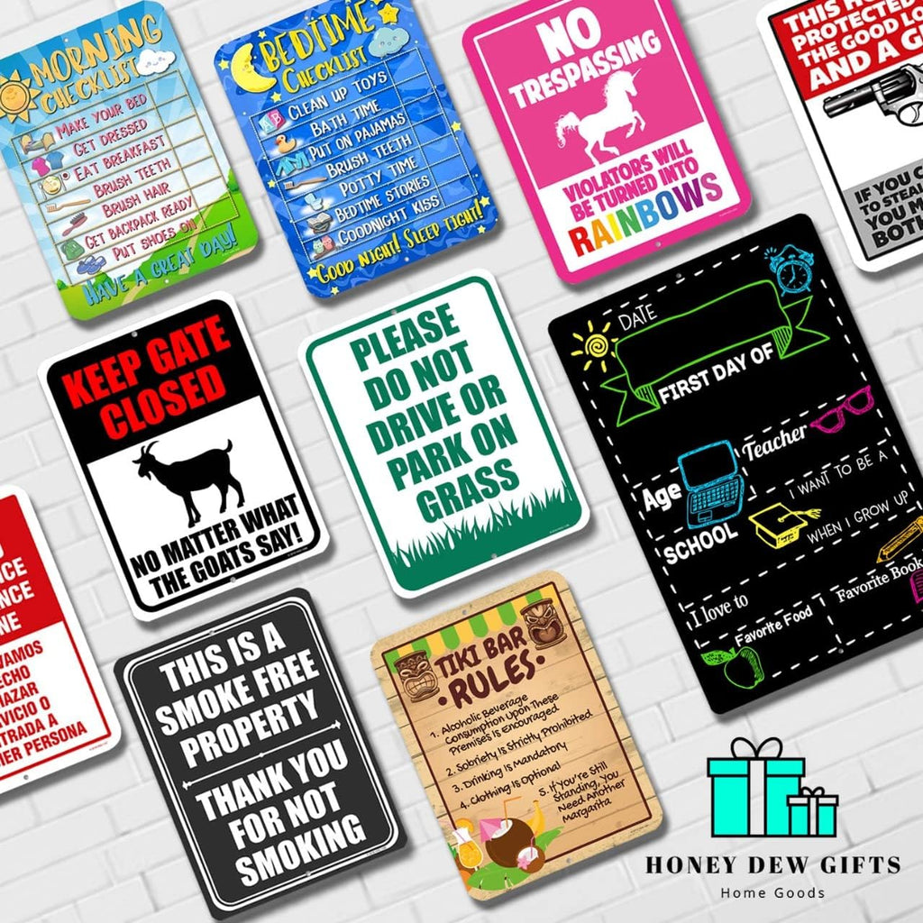 Honey Dew Gifts Little Man Cave 'No Girls Allowed, Just Mommy' 9x12 inch Tin Bedroom Sign, Housewarming Gift, Baby Boy Room Decor, Playroom Decor, HDG-1461