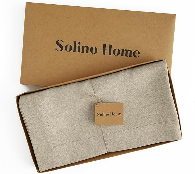 Solino Home Natural Linen Tablecloth 60 x 60 Inch - 100% Pure Linen Table Cloth - Fete, Machine Washable Tablecloth for Fall, Autumn, Thanksgiving, Christmas, Holiday