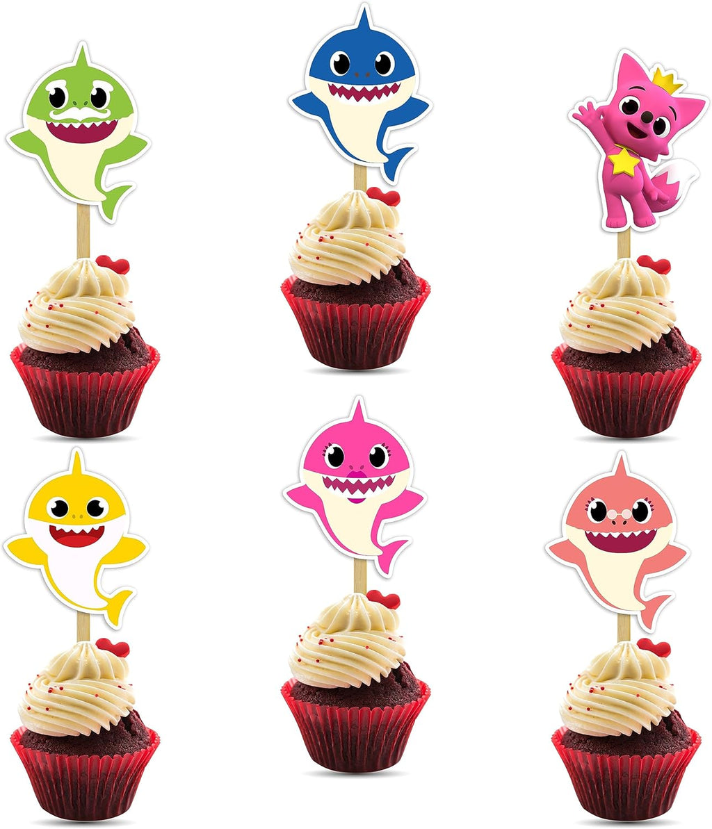 "Bby Shrk Cupcake Toppers – Cute Party Decorations for Bby Shrk-Themed Birthdays – Fun & Colorful Cake Toppers for Birthday Parties – Multicolor Set of 24"
