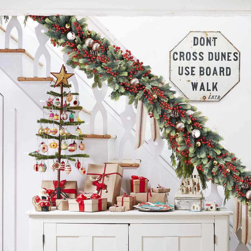 6 feet artificial christmas pine garland clearance, winter on a desk or shelf