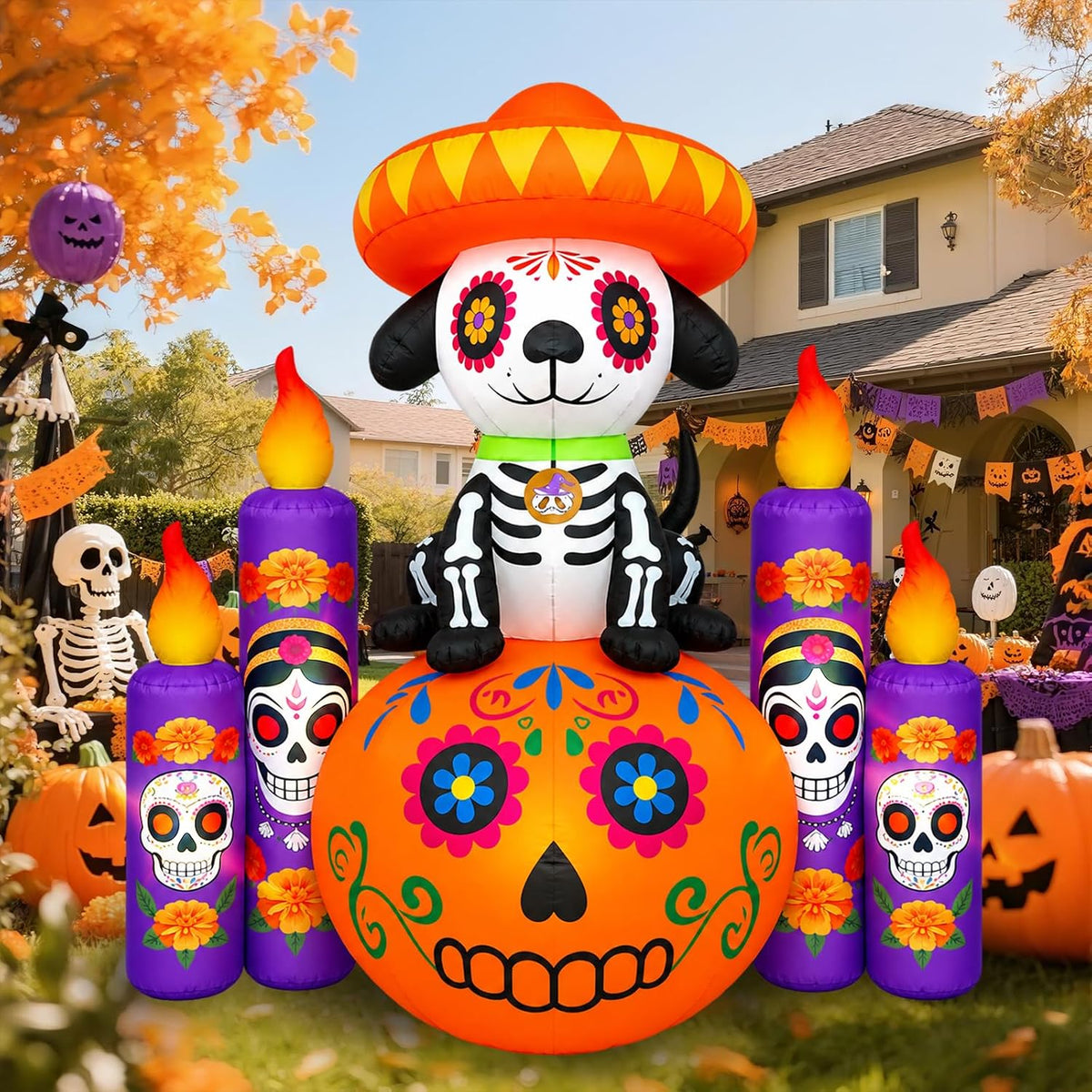 6 ft halloween decorations outdoor inflatable dog with, main product view