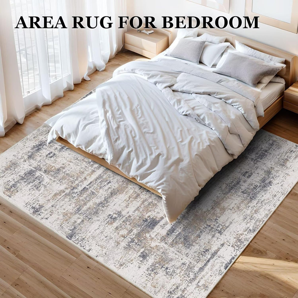 Vamcheer Modern Area Rug for Living Room 8x10,10mm Thick Sponge Blue Grey