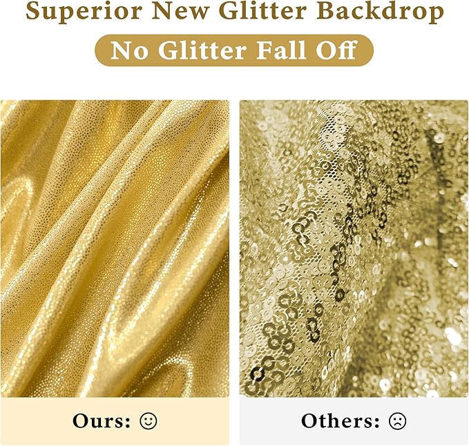 Outpain 10x10ft Gold Sequin Backdrop Curtains -Heavy Duty Gold Photography Backdrops with Non-Shedding Glitter, Wrinkle-Free Stage Drapes for Wedding/Christmas/Studio Shoots (5x10ft 2 Panels)