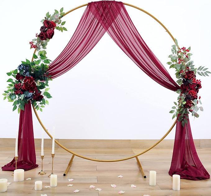 gogoparti Wedding Arch Draping Fabric Burgundy Arch Drapes Sheer Backdrop Curtain for Ceremony Parties Photo Booths Weddings Decor 19Ft Length x 28" Width 1 Panel