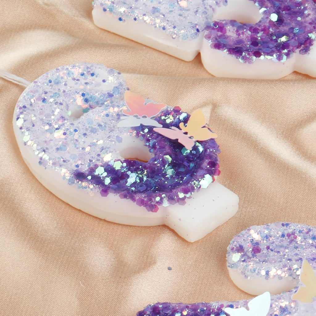 Birthday Candles, Number 11 Candle, Butterfly 11th Birthday Decorations for Women/Girl, Purple Happy Birthday Candle for Cake,Handmade Sequin Numeral Candle Wedding Cake Topper Anniversary Party Decor