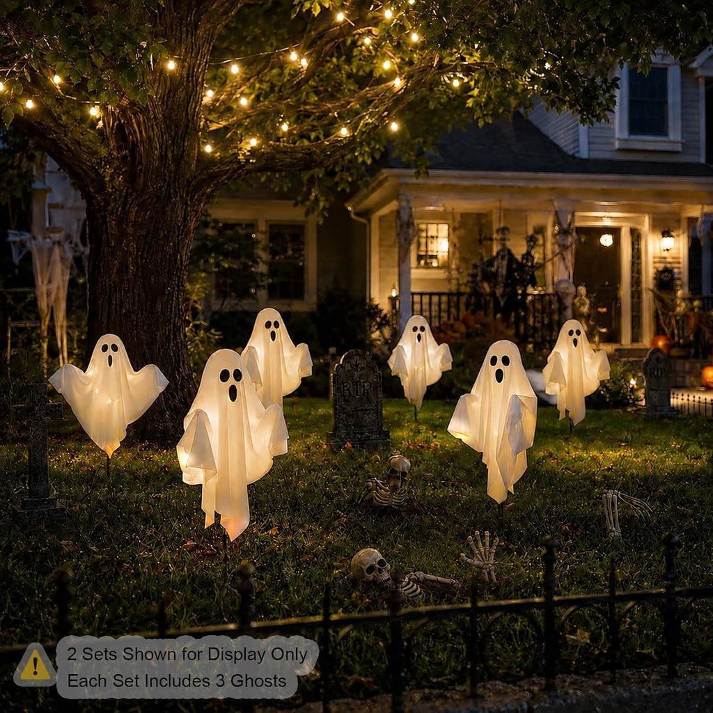 halloween ghost decorations outdoor solar powered yard pathway, package contents