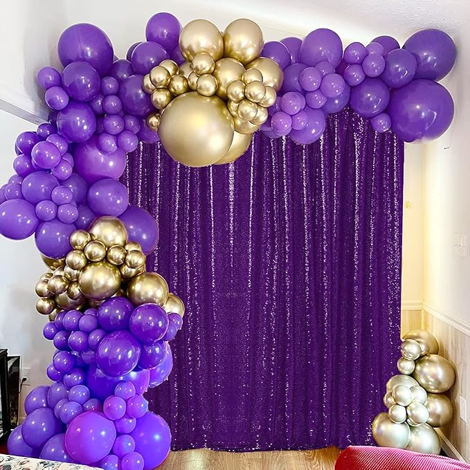 JYFLZQ Purple Sequin Backdrop Curtains 10ft x 10ft 1 Panel Glitter Photo Booth Backdrops Sparkly Photography Background Drapes for Parties Wedding Bridal Showers