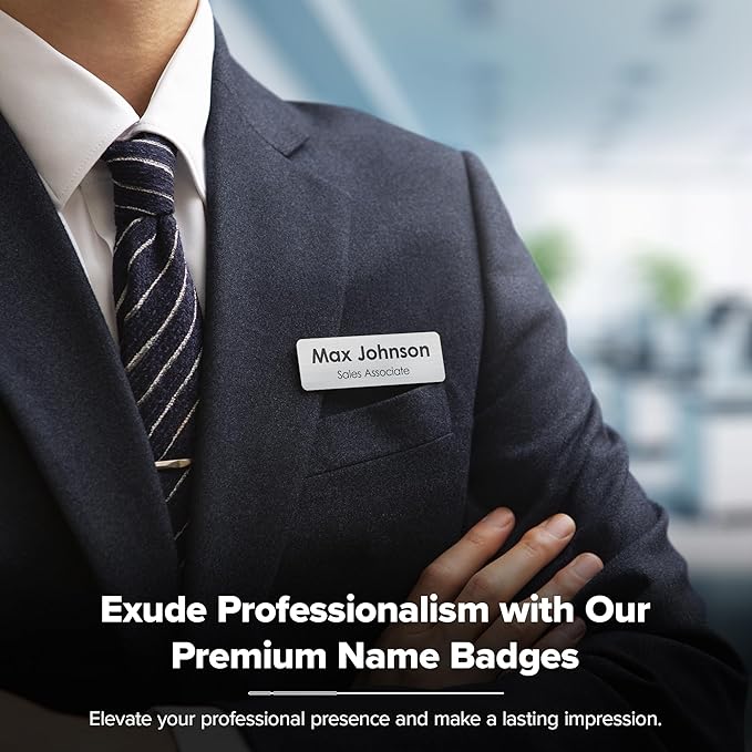 Name Tag, Magnetic Brushed Aluminum Name Tags, Personalized Name Tags, 1x3 Inches, Durable Engravable Impact Material, Made in The USA by My Sign Center