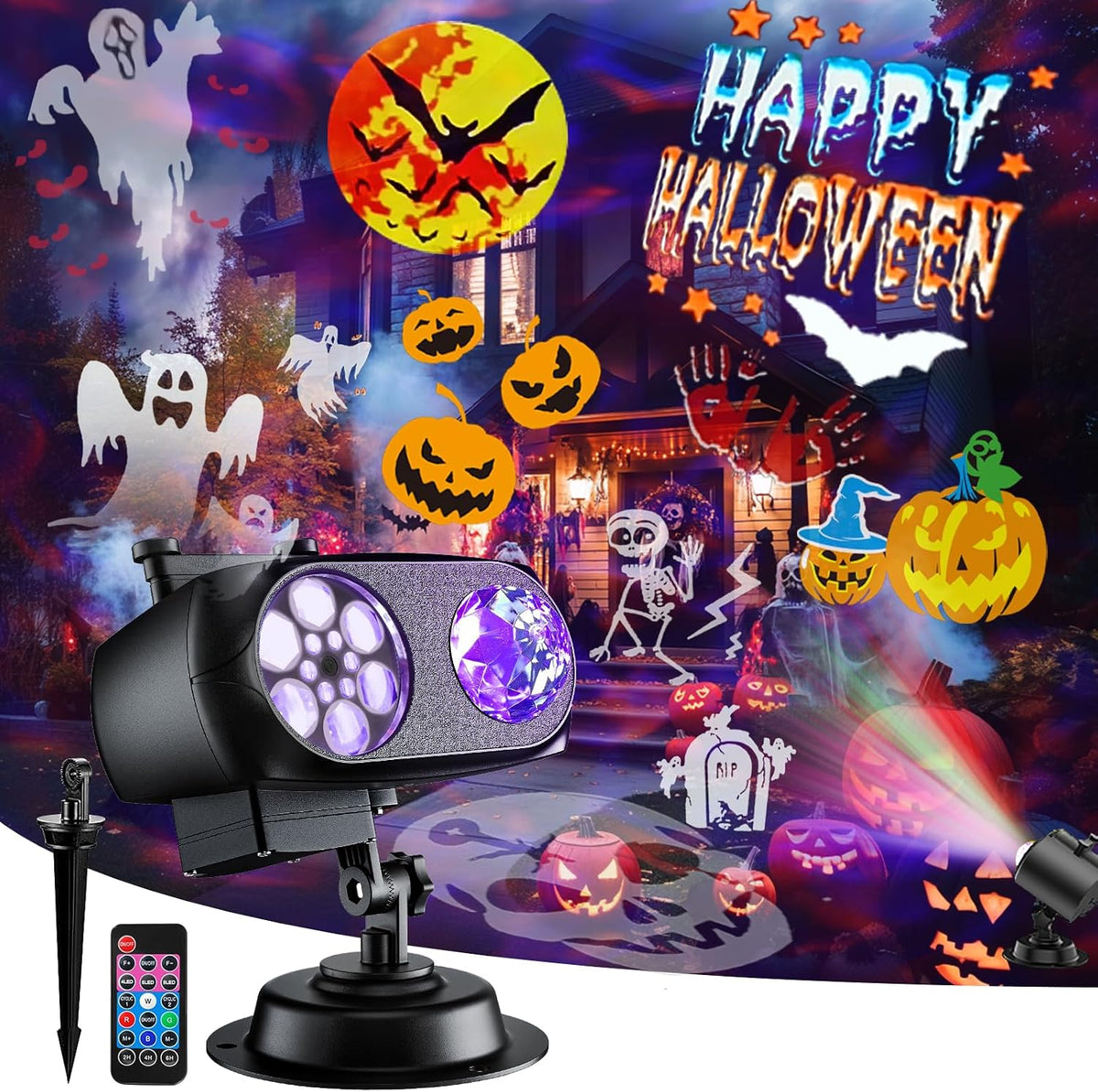 2026 brighter halloween projector lights,8 patterns 10hd slides, main product view