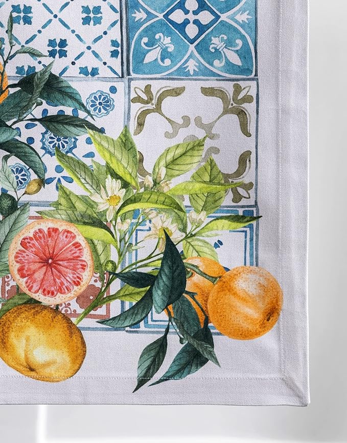 Maison d' Hermine Table Runner 100% Cotton Single Layer Table Runners 72 inches Long Decorative for Home Kitchen Dining Party Baby Shower Wedding Bridal Shower Spring Summer (Agrume, 14.50" x 72")