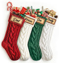 KAHF Personalized Christmas Stockings - 18” Large Luxury 4 Pack Knitted Xmas Stocking for Christmas with Custom Names Family Stockings for Kids Christmas Holiday Decor Fireplace Decoration