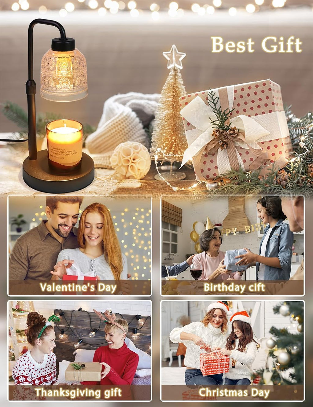 Candle Warmer Lamp with Timer Dimmable, Adjustable Lamp Candle Warmer, Birthday Gifts for Women Mom, Wax Warmer Lamp for Scented Jar, House Warming Gifts New Home Decor