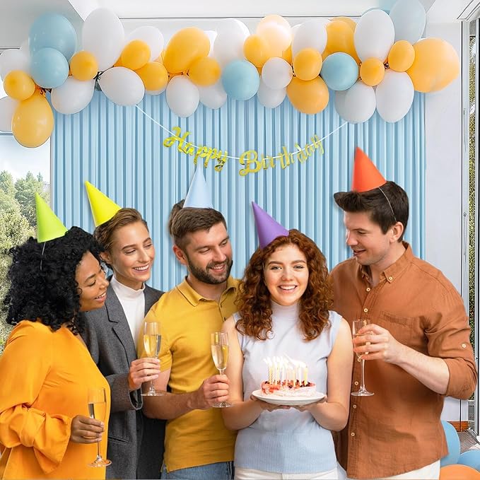 10 x 7 Feet Light Blue Backdrop Curtain for Partie, Background Curtains for Photoshoot, Birthday, Wedding, Halloween, Thanksgiving, Christmas Day, New Year Party Decorations 5Ft x 7Ft, 2 Panels