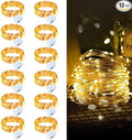 Aogist Led Fairy Lights 3 Modes Battery Operated String Lights Waterproof Silver Wire 7 Feet Firefly Starry Moon Mason Jar Lights for DIY Wedding Party Christmas (Warm White(White Shell), 12 Pack)