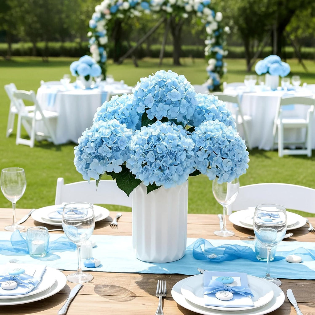 auihiay 6 bundles blue hydrangea artificial flowers for, front angle view