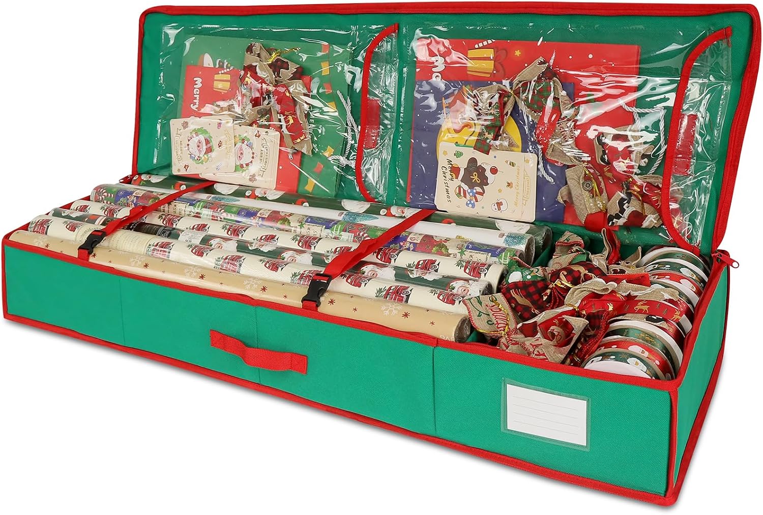 Christmas Wrapping Paper Organizer Storage Bag Containers Interior Pockets 41" Fits Up to 27 Rolls 3/8” Diam, Green