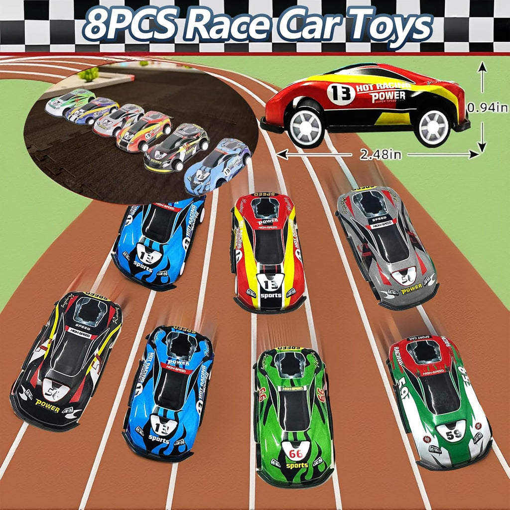 120PCS Race Car Party Favors Set, Car Birthday Decorations Including Slap Bracelets, Keychains, Gift Bags, DIY Stickers,Racing Glasses ,Bubble Wands, Race Car Birthday Supplies