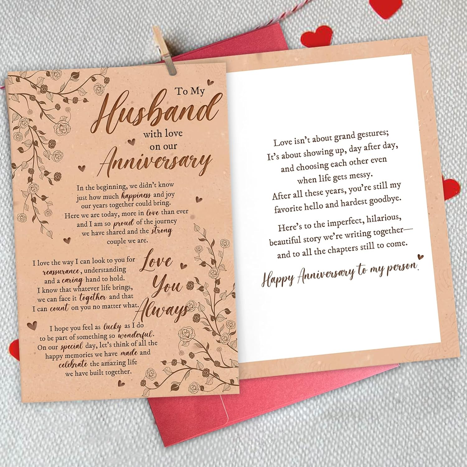 Sweet Anniversary Card for Him, Romantic Wife To Husband Greeting Card With Heartfelt Message, To My Husband With Love on Our Anniversary