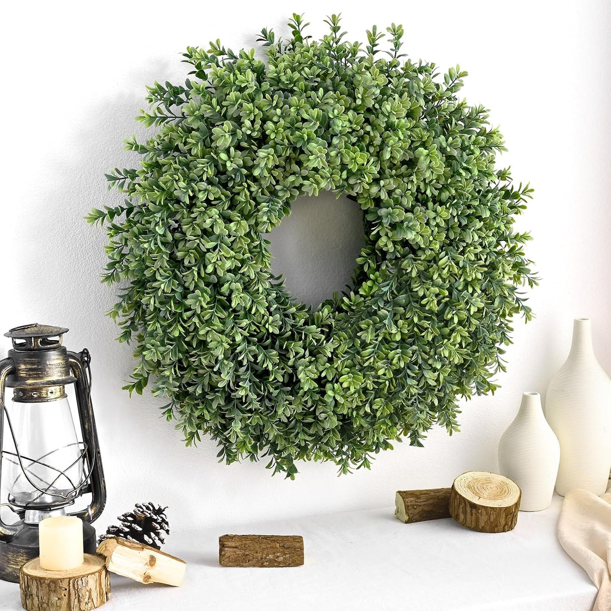 waipfaru 26'' fall boxwood wreath for front door, package contents