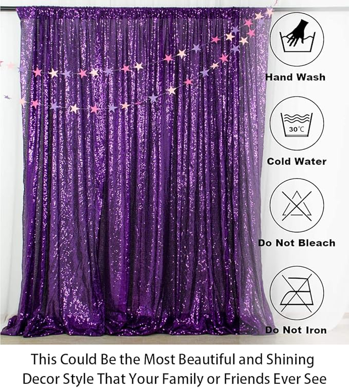 ShinyBeauty Sequin Backdrop 8ftx10ft Royal Purple Sequin Fabric Drapes Sparkle Backdrops for Photoshoot Glitter Curtain for Birthday Party Background