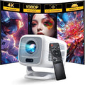WEMI Native 1080P Smart Mini Projector with WiFi 6 Bluetooth 5.4, Full HD 4K Support Auto Focus&Keystone, Built-in Stereo Speakers Android OS, Portable Movie Projector for iPhone Netflix Home Theater