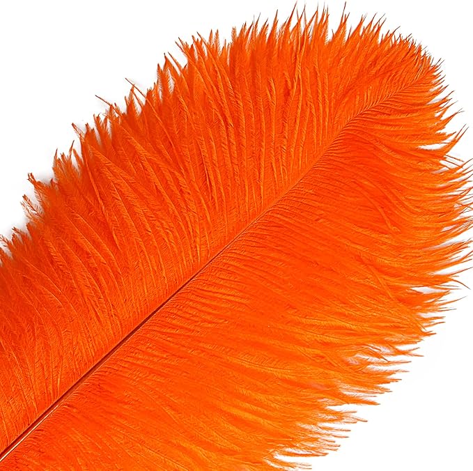 THARAHT Orange Ostrich Feathers 12pcs Large Natural Bulk 16-18Inch 40cm-45cm for Wedding Party Centerpieces Halloween and Home Decoration Feathers