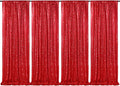 Red Sequin Backdrop 4 Panels 2FTx8FT Christmas Party Backdrop Curtains Photo Background Drapes Glitter Birthday Bridal Backdrop Drapes