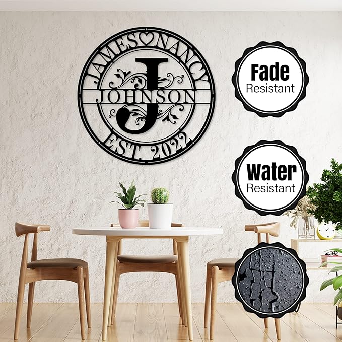 Personalized Family Name Sign Last Name Signs for Home Custom Metal Sign Metal Name Signs Personalized Metal Signs Monogram Wall Decor Anniversary Gifts Personalized Wedding Gifts