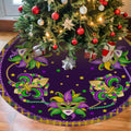 Mardi Gras Tree Skirt 36in - Mardi Gras Christmas Tree Decor Ornament for Mask Beads Feather Purple Carnival Christmas Trees Mat Decorations for Home Holiday Party